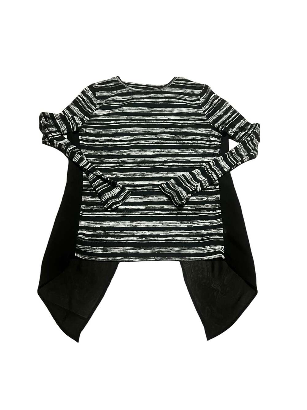 Mossimo Black and White Striped Long Sleeve Asymmetrical Hem Top